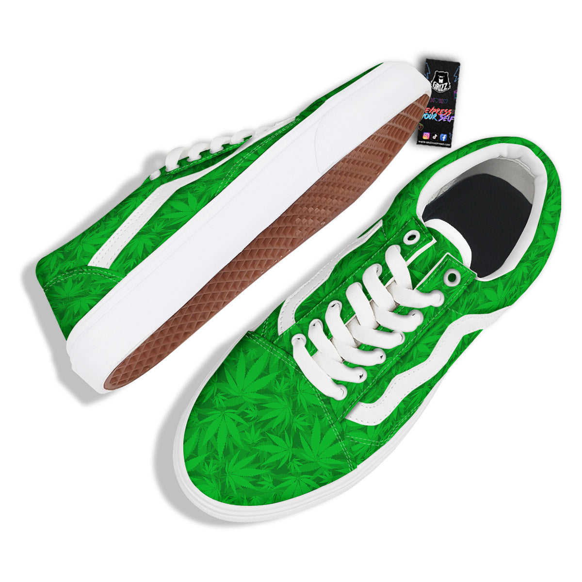 Cannabis Leaves Print Pattern Skate Shoes-grizzshop