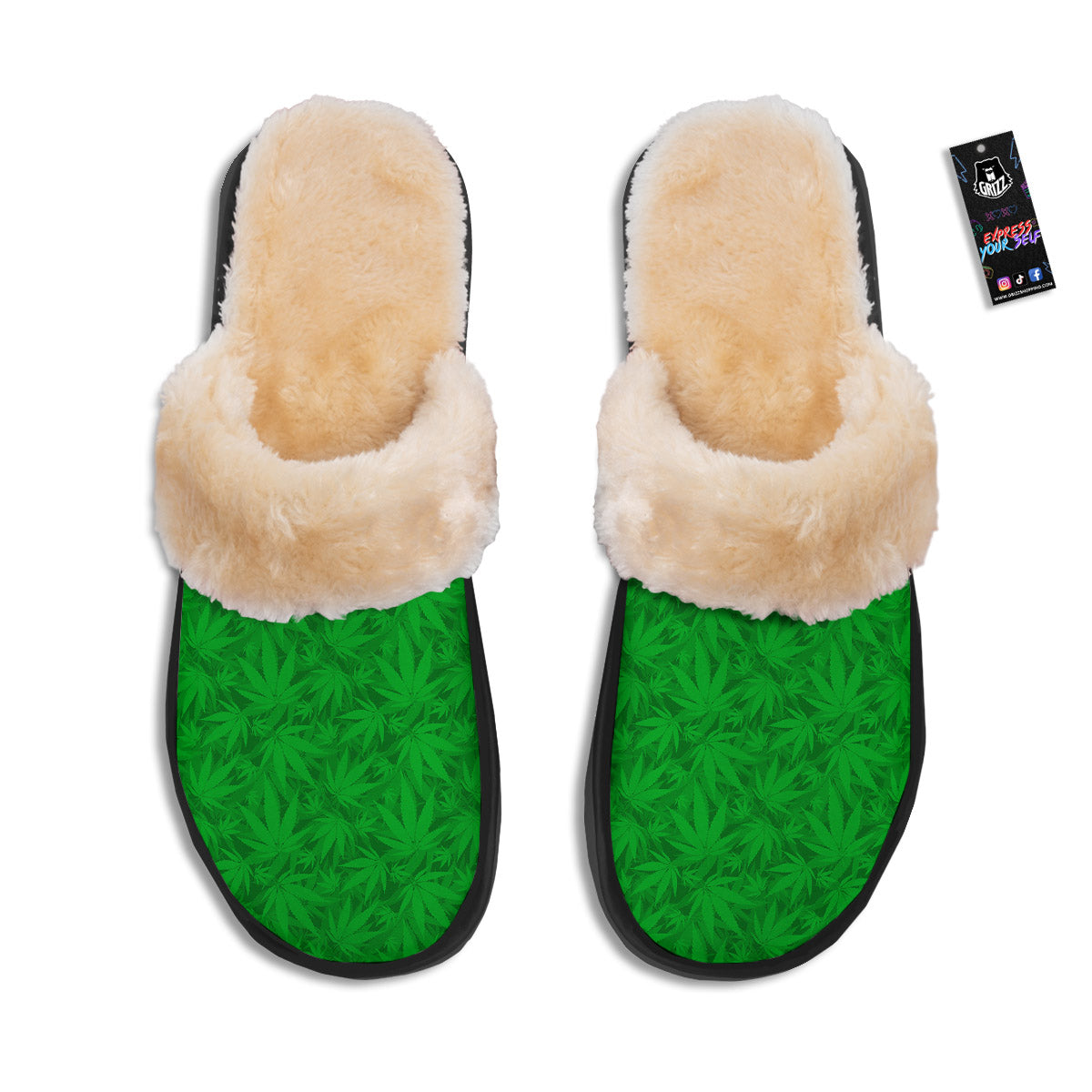 Cannabis Leaves Print Pattern Slippers-grizzshop