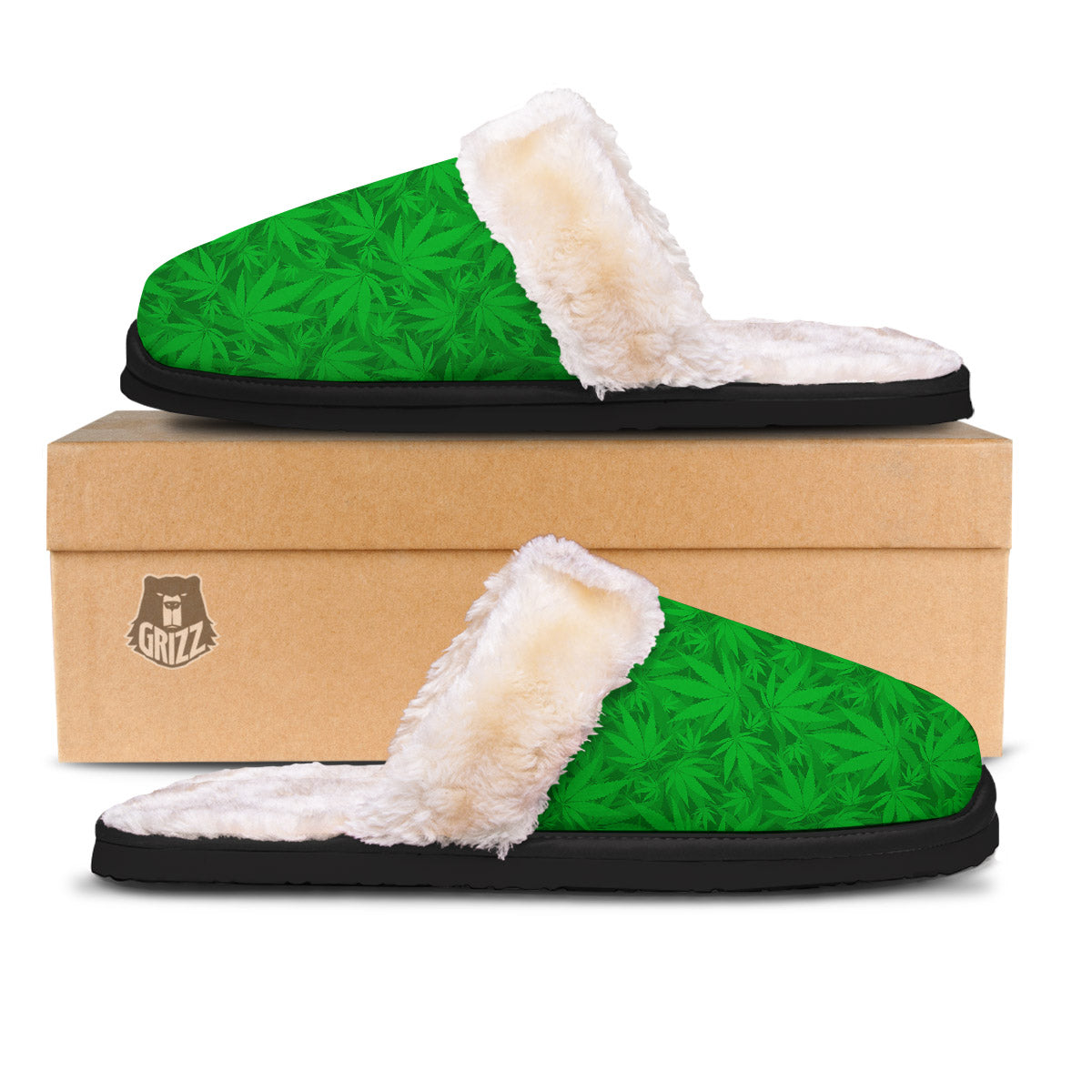 Cannabis Leaves Print Pattern Slippers-grizzshop