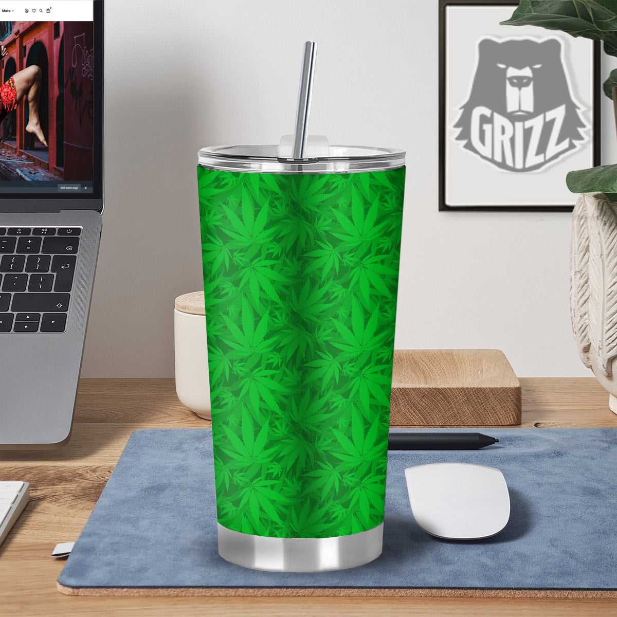 Cannabis Leaves Print Pattern Tumbler-grizzshop