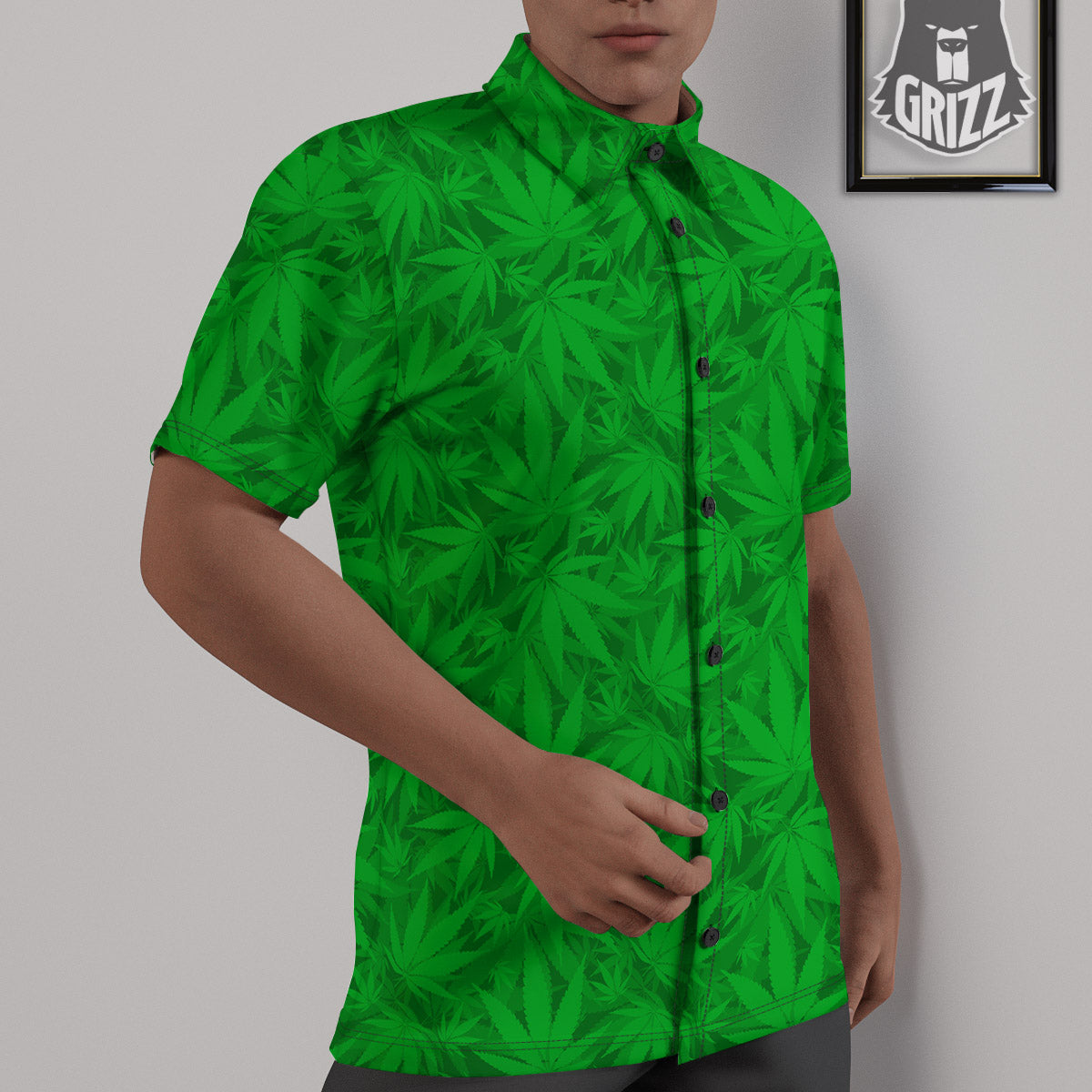 Cannabis Leaves Print Pattern Untucked Shirts-grizzshop