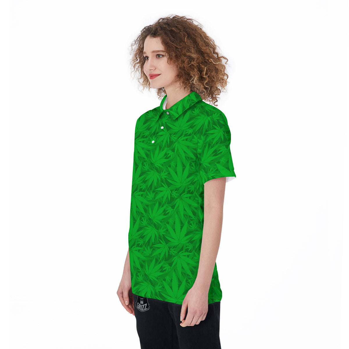 Cannabis Leaves Print Pattern Women's Golf Shirts-grizzshop