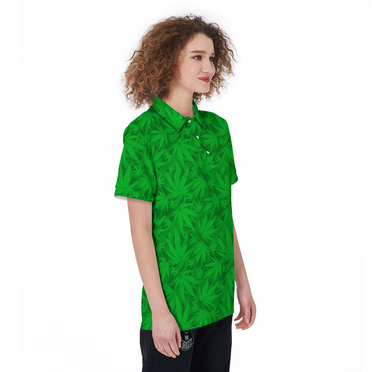 Cannabis Leaves Print Pattern Women's Golf Shirts-grizzshop