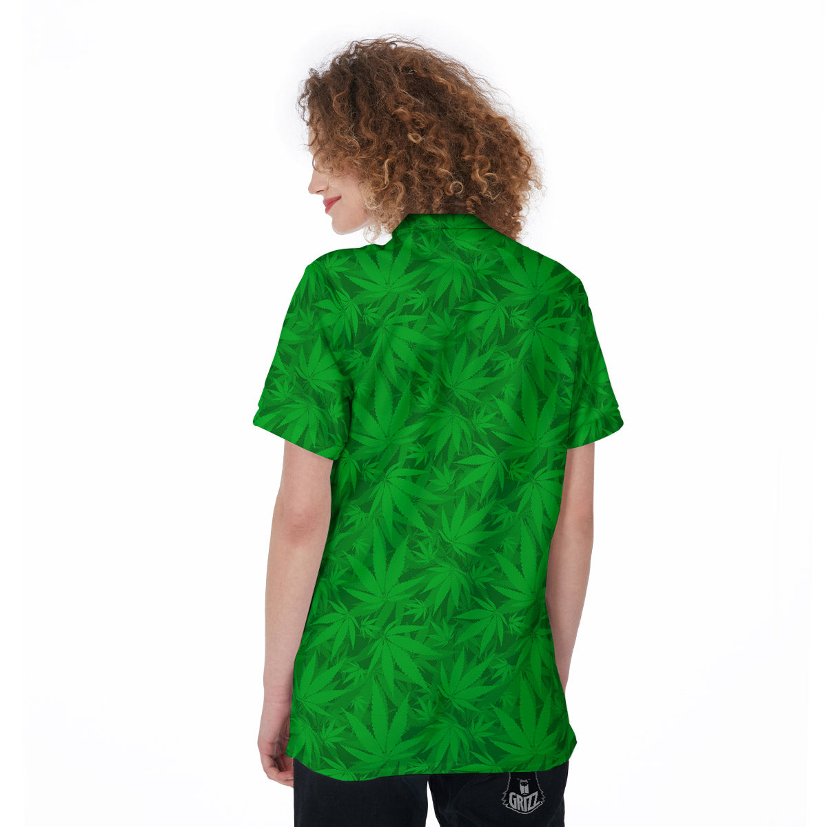 Cannabis Leaves Print Pattern Women's Golf Shirts-grizzshop