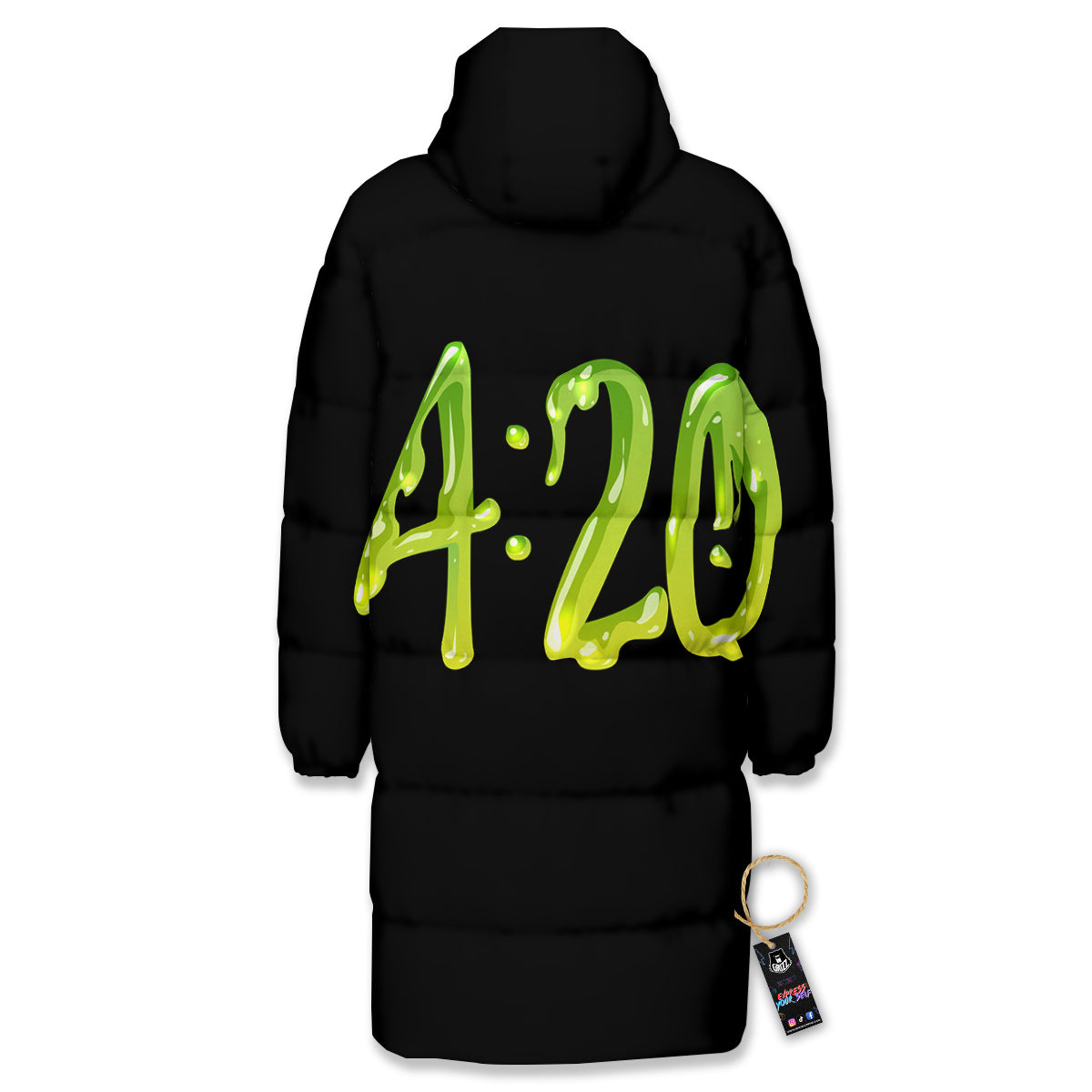 Cannabis Day 420 Print Long Down Jacket