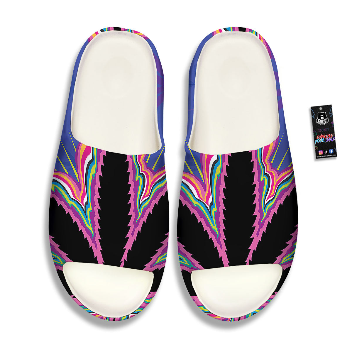 Cannabis Leaf Psychedelic Print Sandals-grizzshop