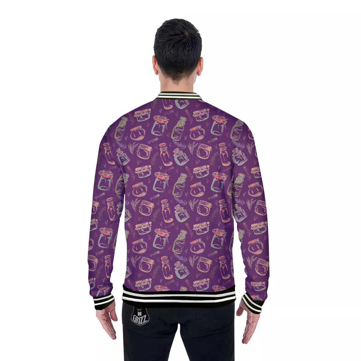 Canning Doodle Print Pattern Baseball Jacket-grizzshop