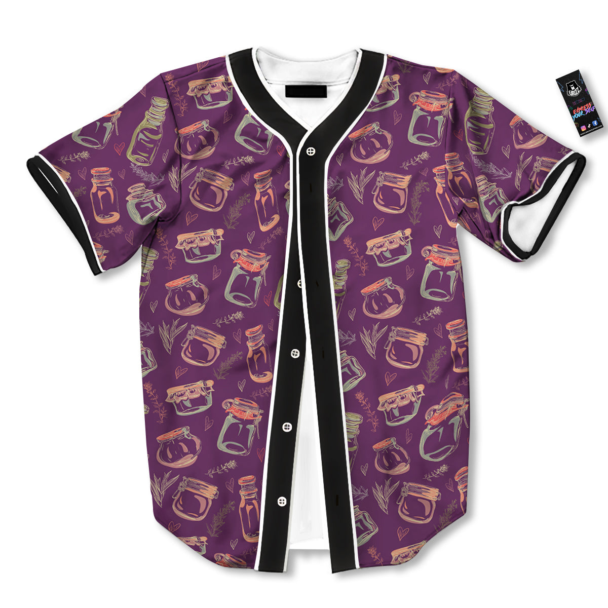 Canning Doodle Print Pattern Baseball Jersey-grizzshop