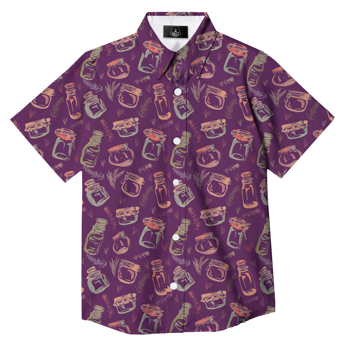 Canning Doodle Print Pattern Button Up Shirt-grizzshop