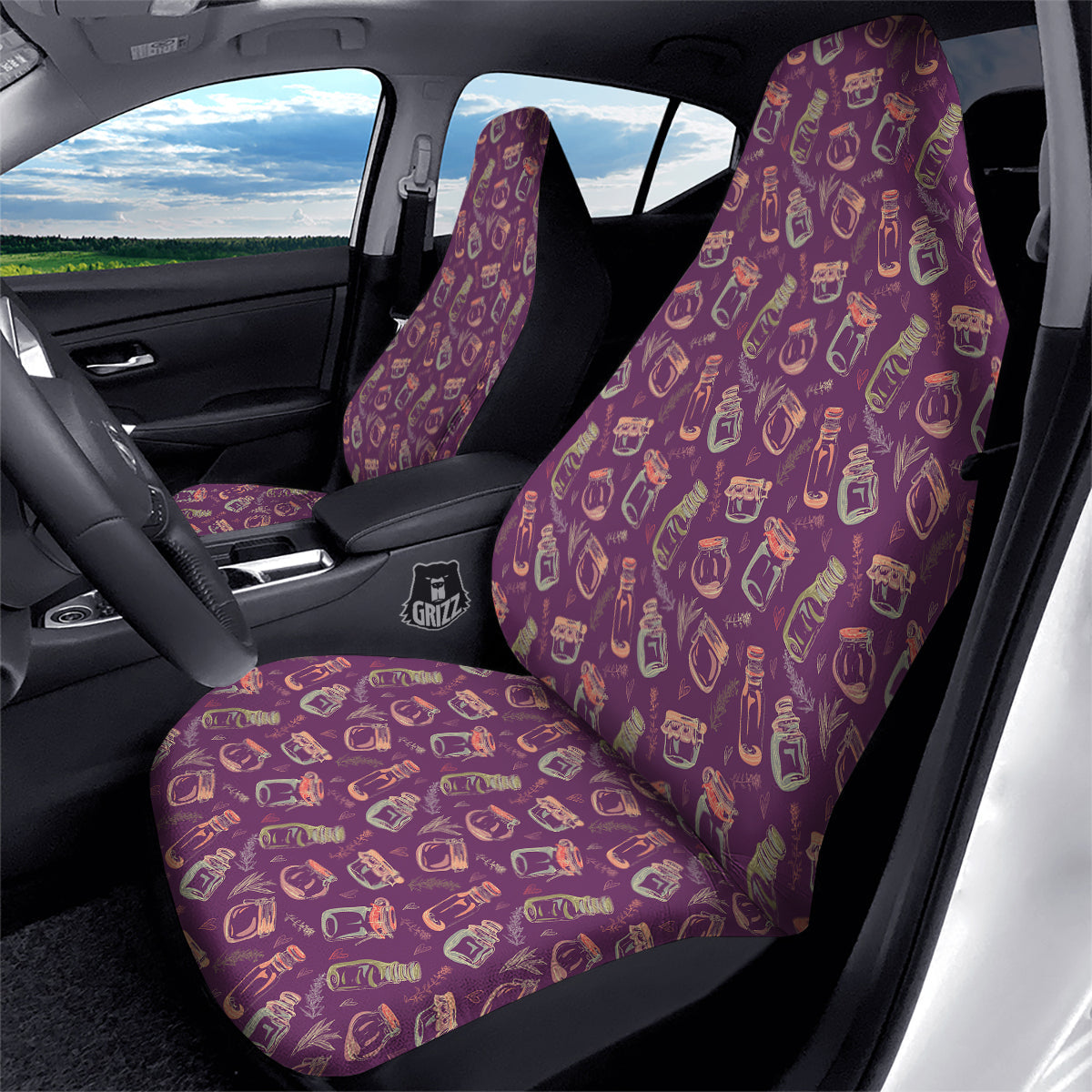 Canning Doodle Print Pattern Car Seat Covers-grizzshop