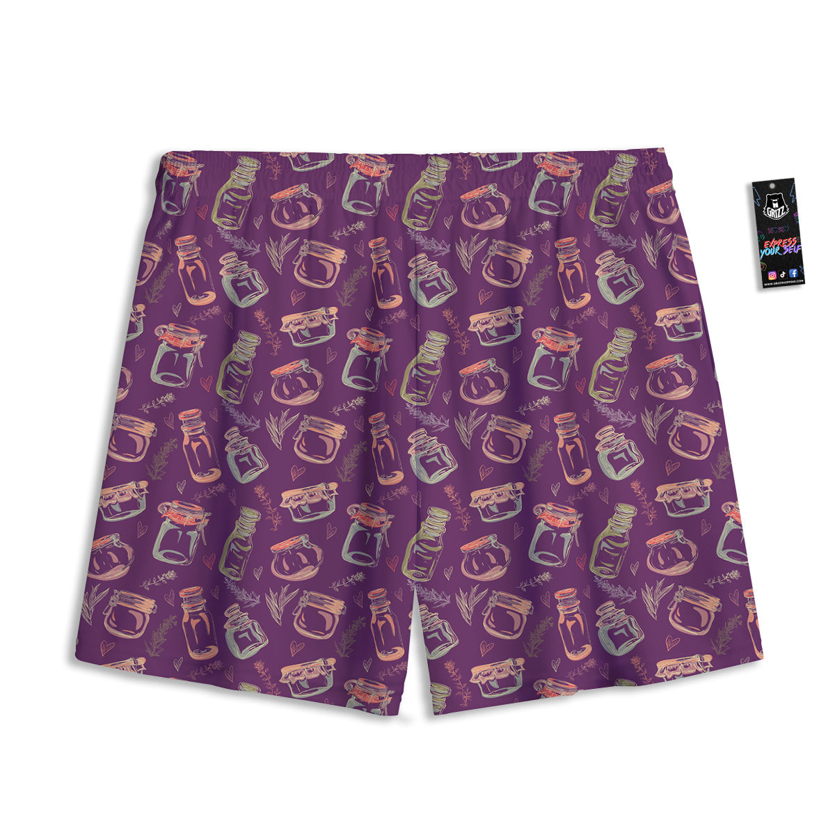 Canning Doodle Print Pattern Mesh Shorts-grizzshop