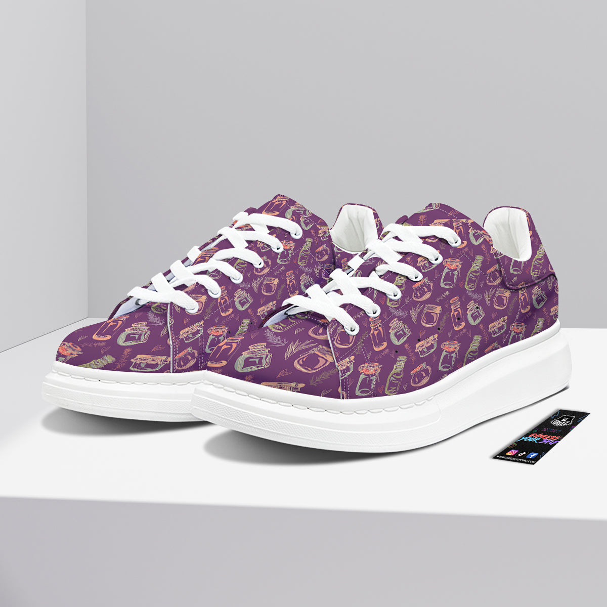 Canning Doodle Print Pattern Platform Shoes-grizzshop