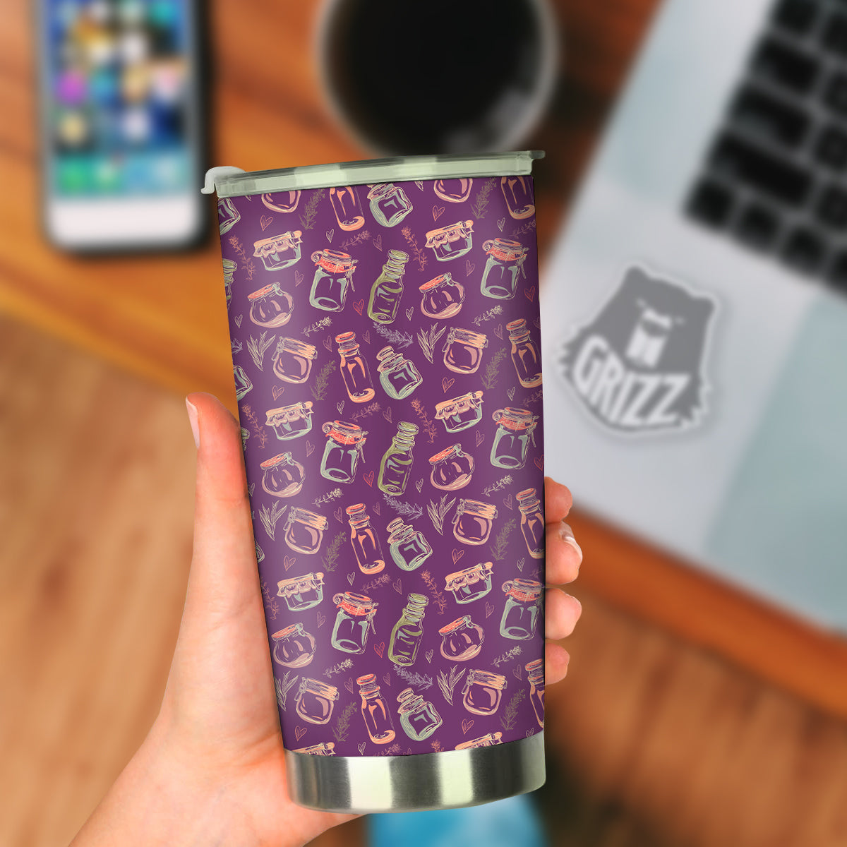 Canning Doodle Print Pattern Tumbler-grizzshop