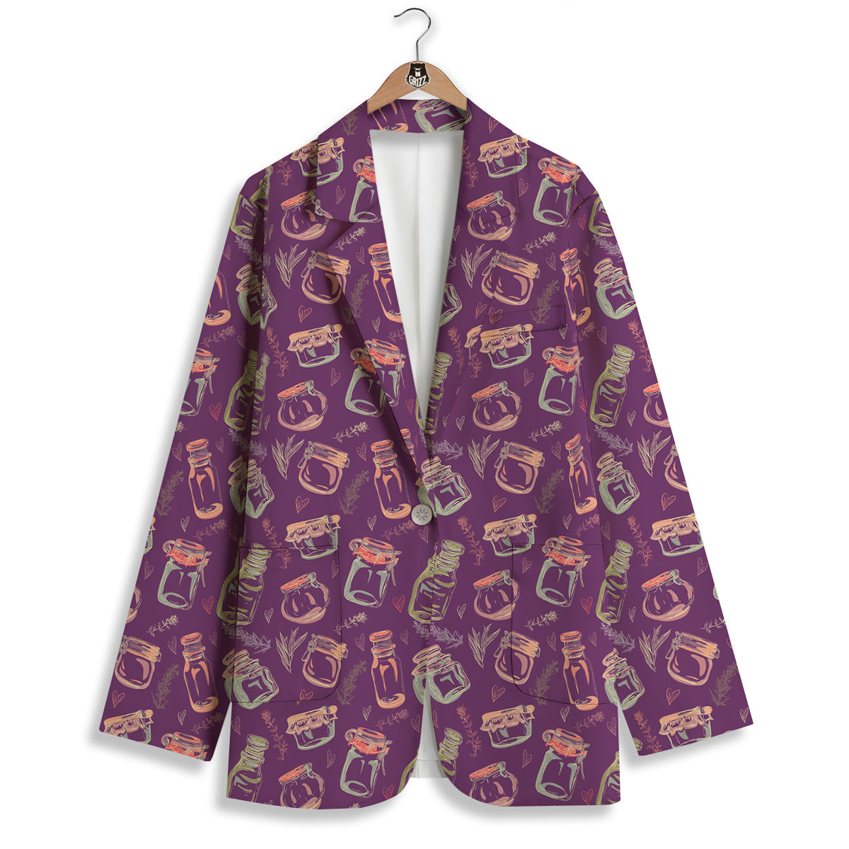 Canning Doodle Print Pattern Women's Blazer-grizzshop