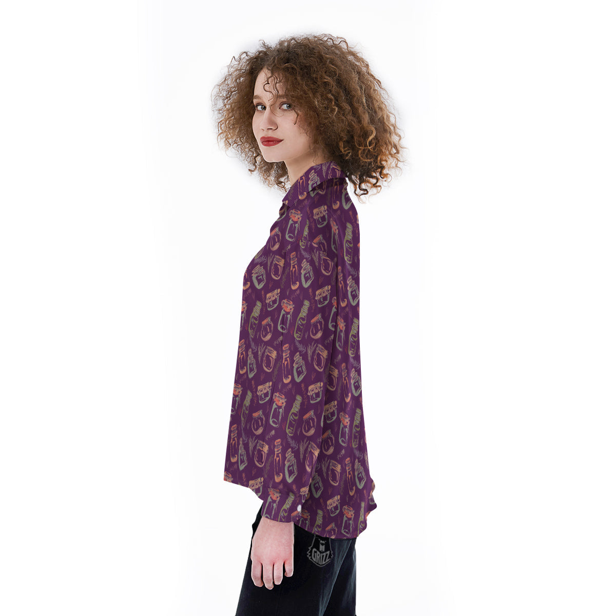 Canning Doodle Print Pattern Women's Long Sleeve Shirts-grizzshop