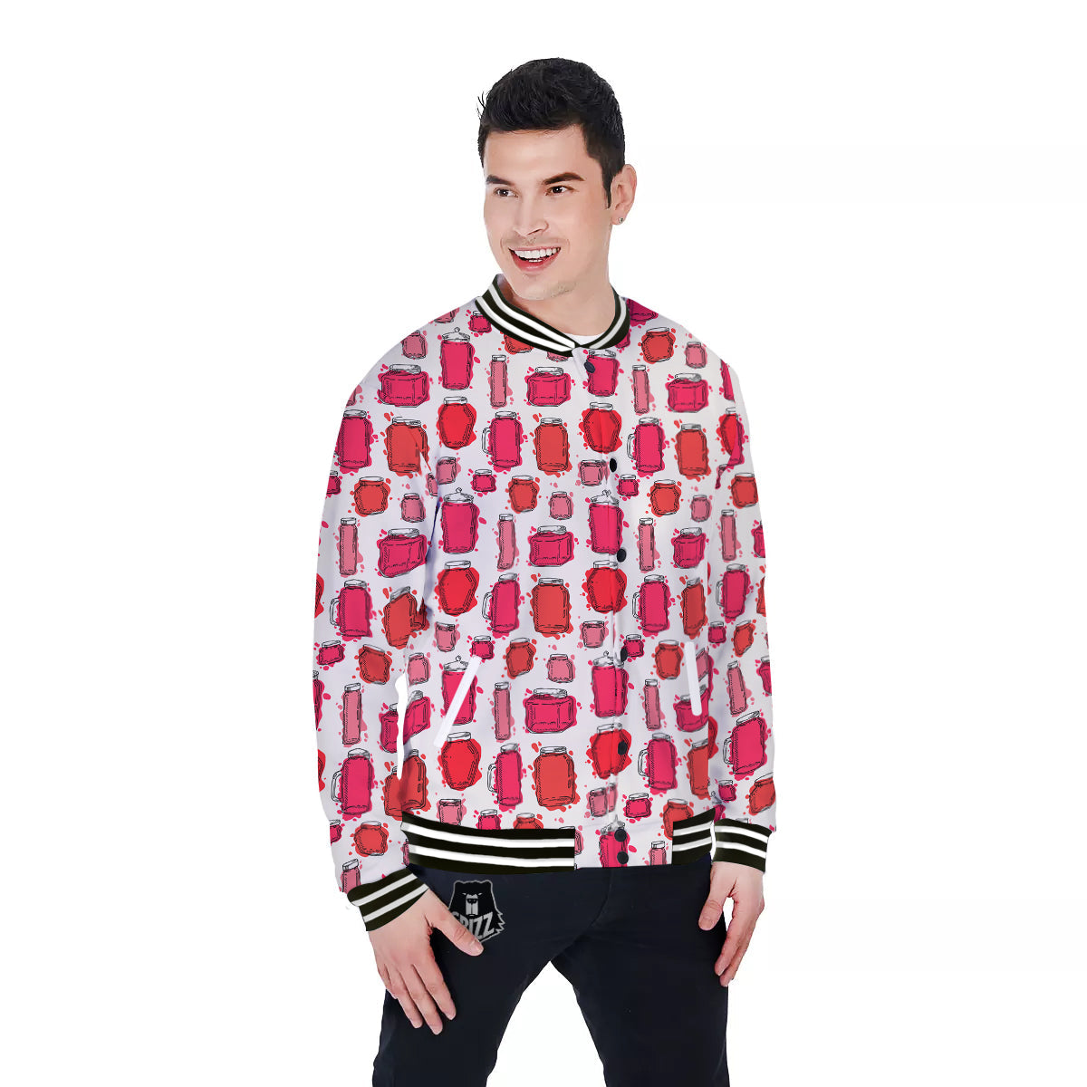 Canning Watercolor Print Pattern Baseball Jacket-grizzshop