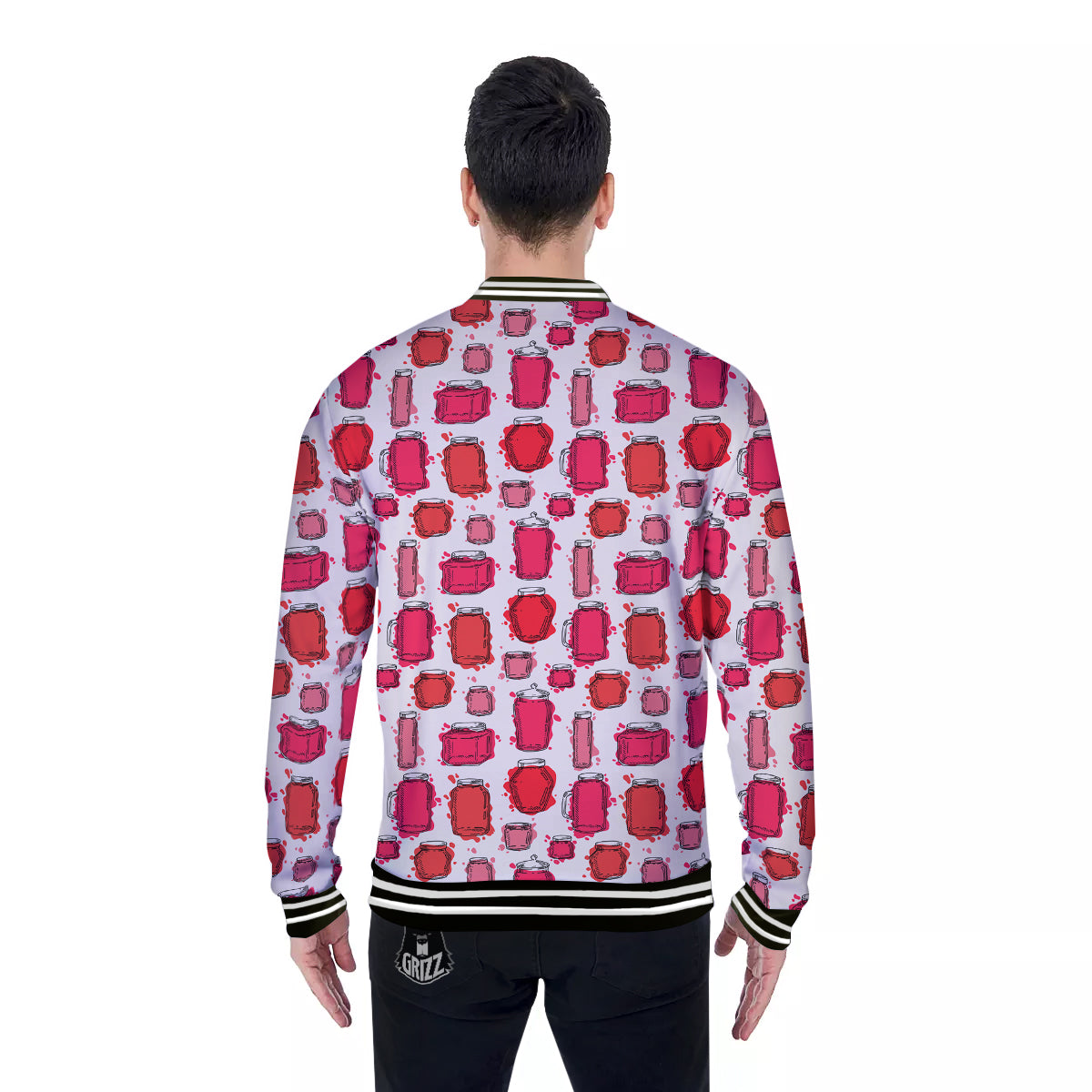 Canning Watercolor Print Pattern Baseball Jacket-grizzshop