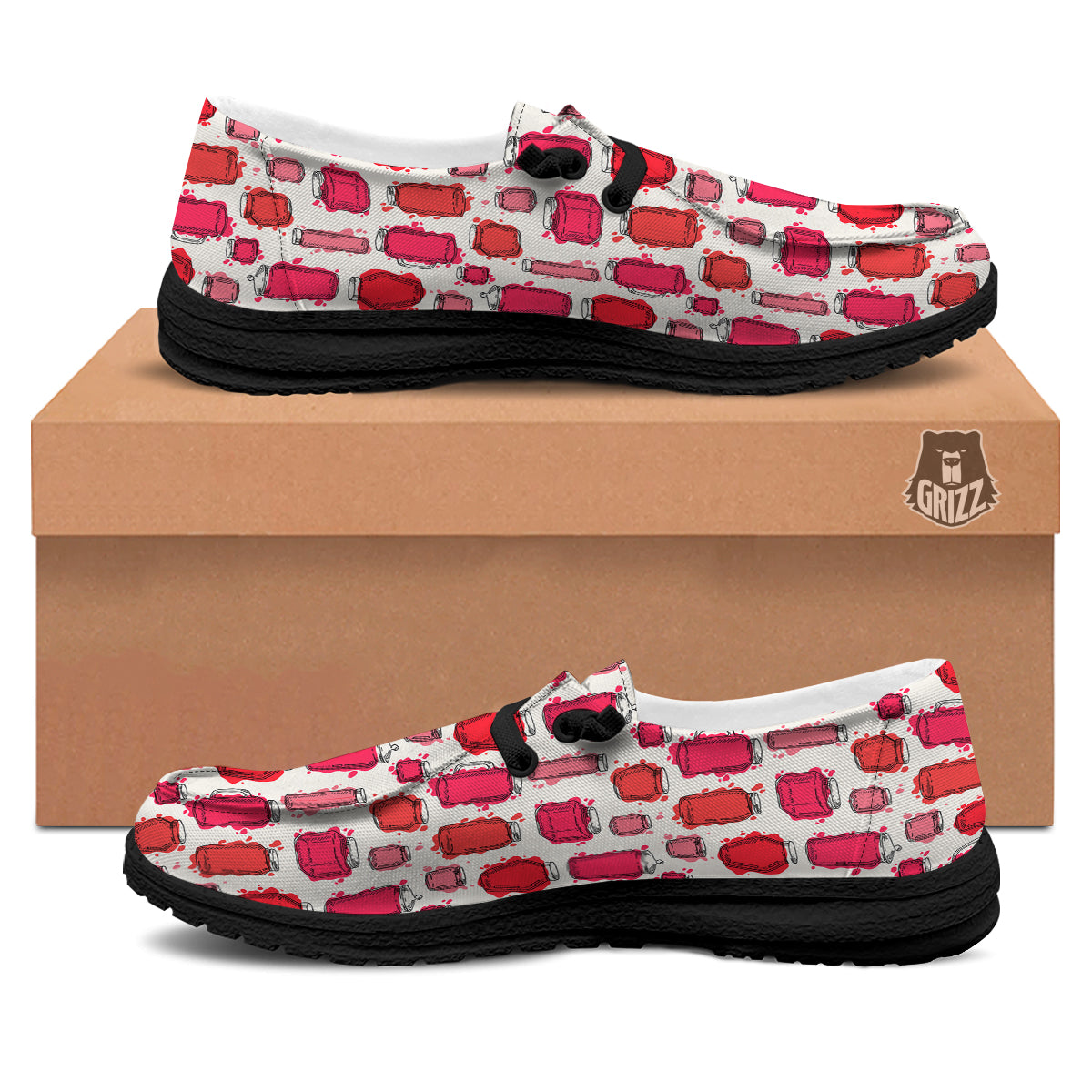 Canning Watercolor Print Pattern Black Loafers-grizzshop