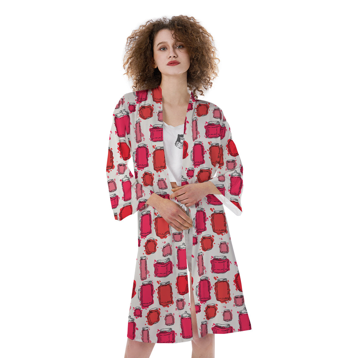 Canning Watercolor Print Pattern Kimono-grizzshop