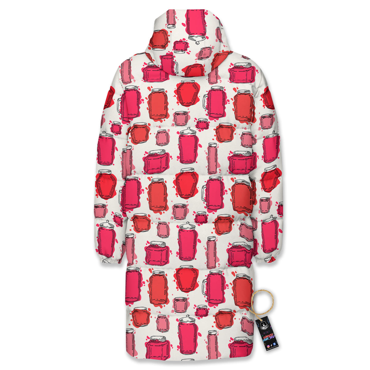 Canning Watercolor Print Pattern Long Down Jacket-grizzshop