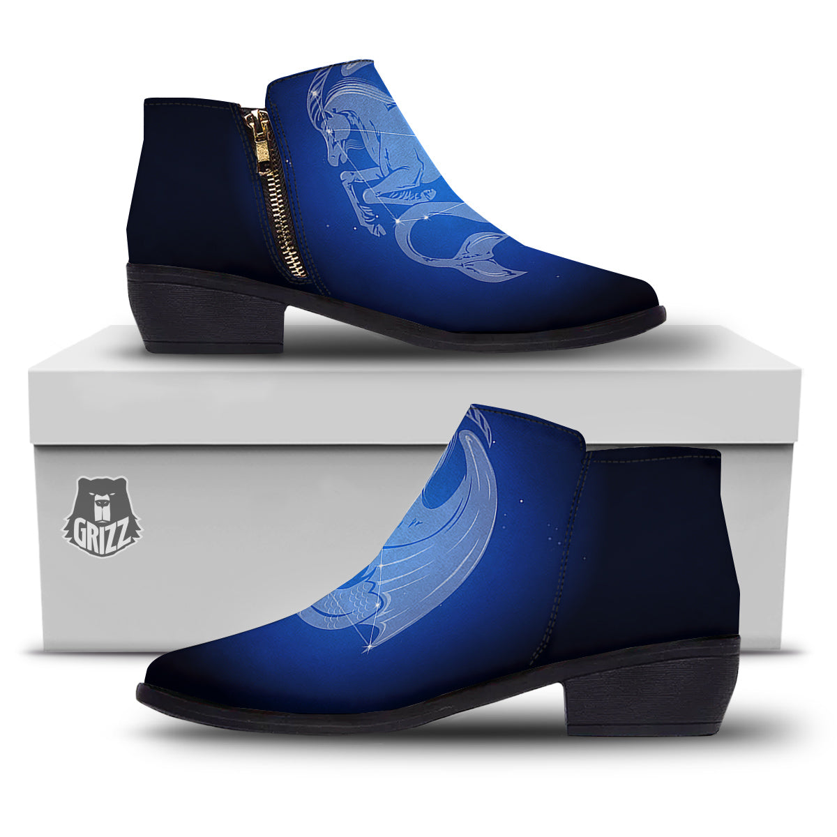 Capricorn Constellation Print Ankle Boots-grizzshop