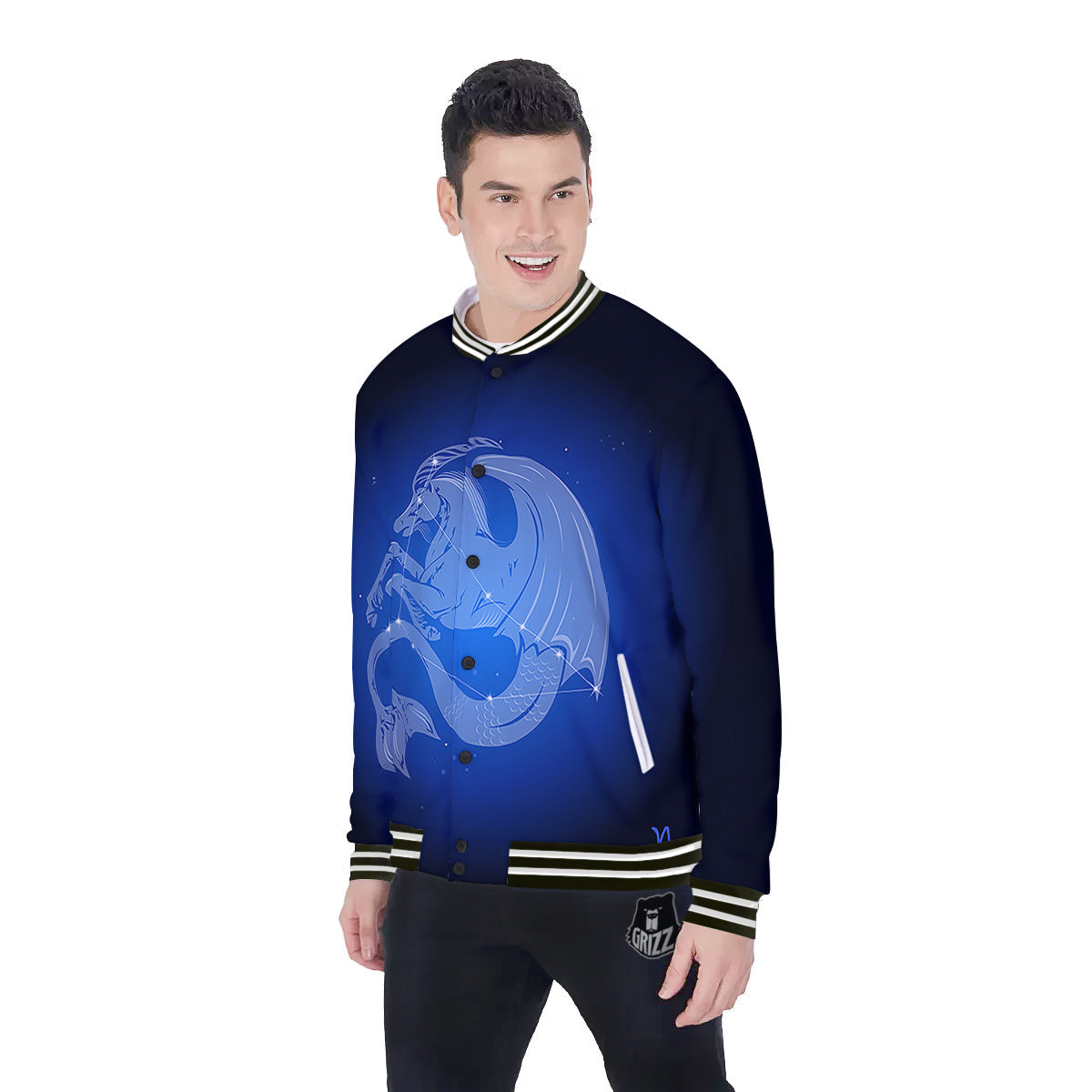Capricorn Constellation Print Baseball Jacket-grizzshop