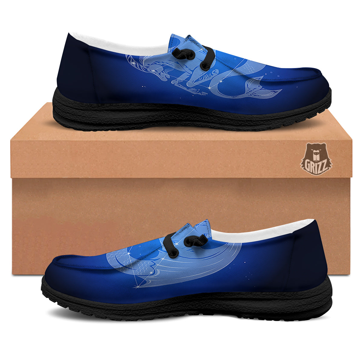 Capricorn Constellation Print Black Loafers-grizzshop