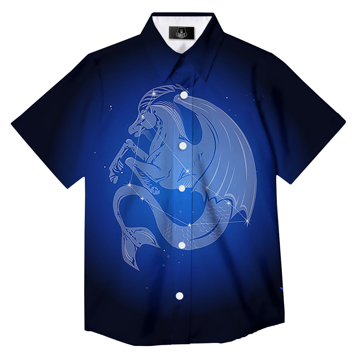 Capricorn Constellation Print Button Up Shirt-grizzshop