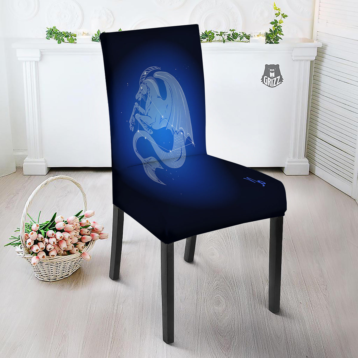Capricorn Constellation Print Dining Chair Slipcover-grizzshop