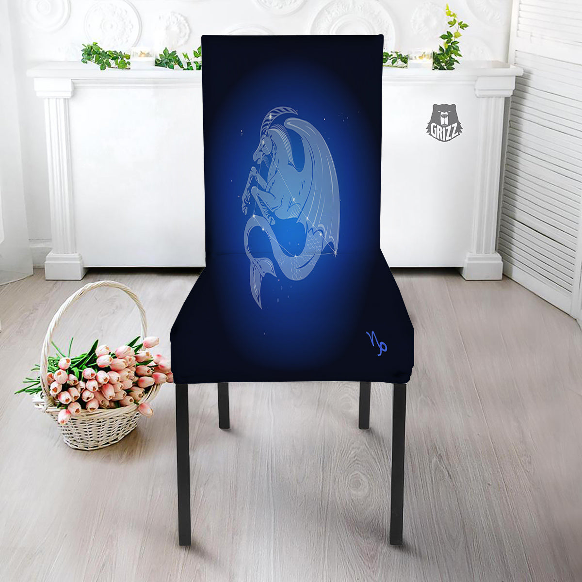 Capricorn Constellation Print Dining Chair Slipcover-grizzshop