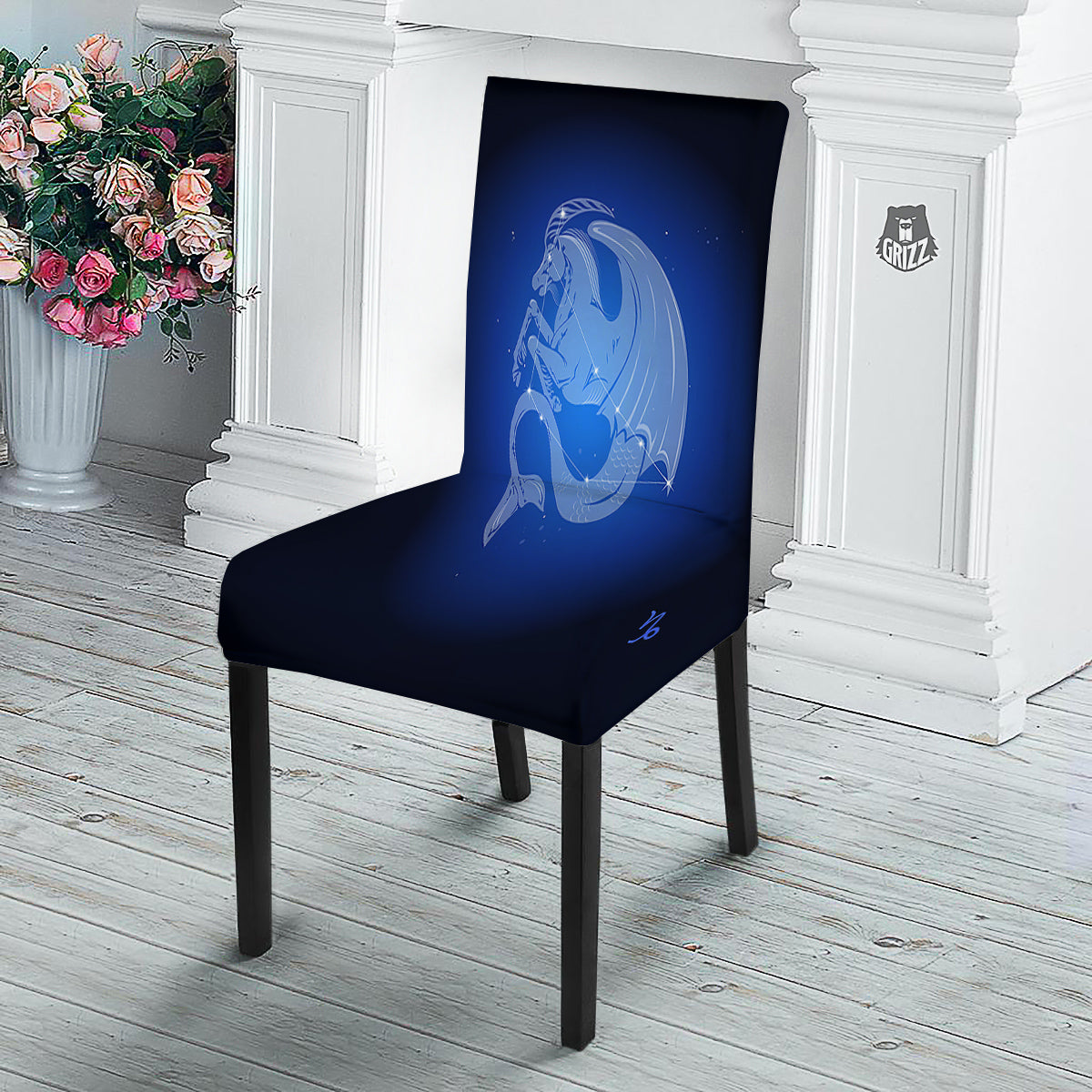 Capricorn Constellation Print Dining Chair Slipcover-grizzshop