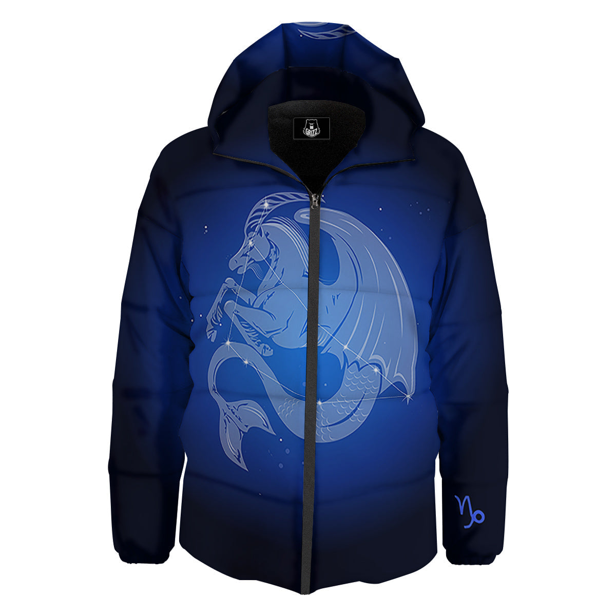 Capricorn Constellation Print Down Jacket-grizzshop