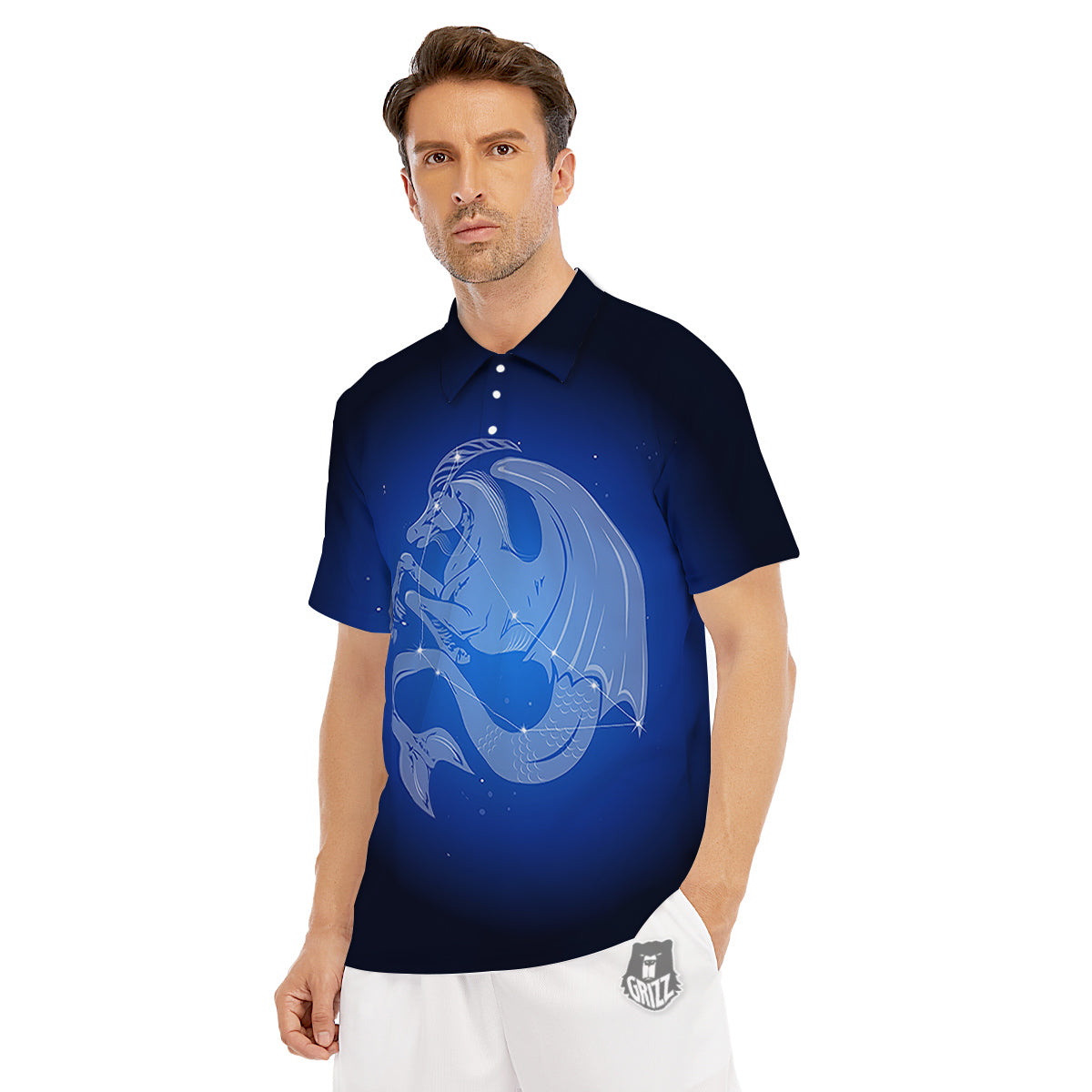 Capricorn Constellation Print Men's Golf Shirts-grizzshop