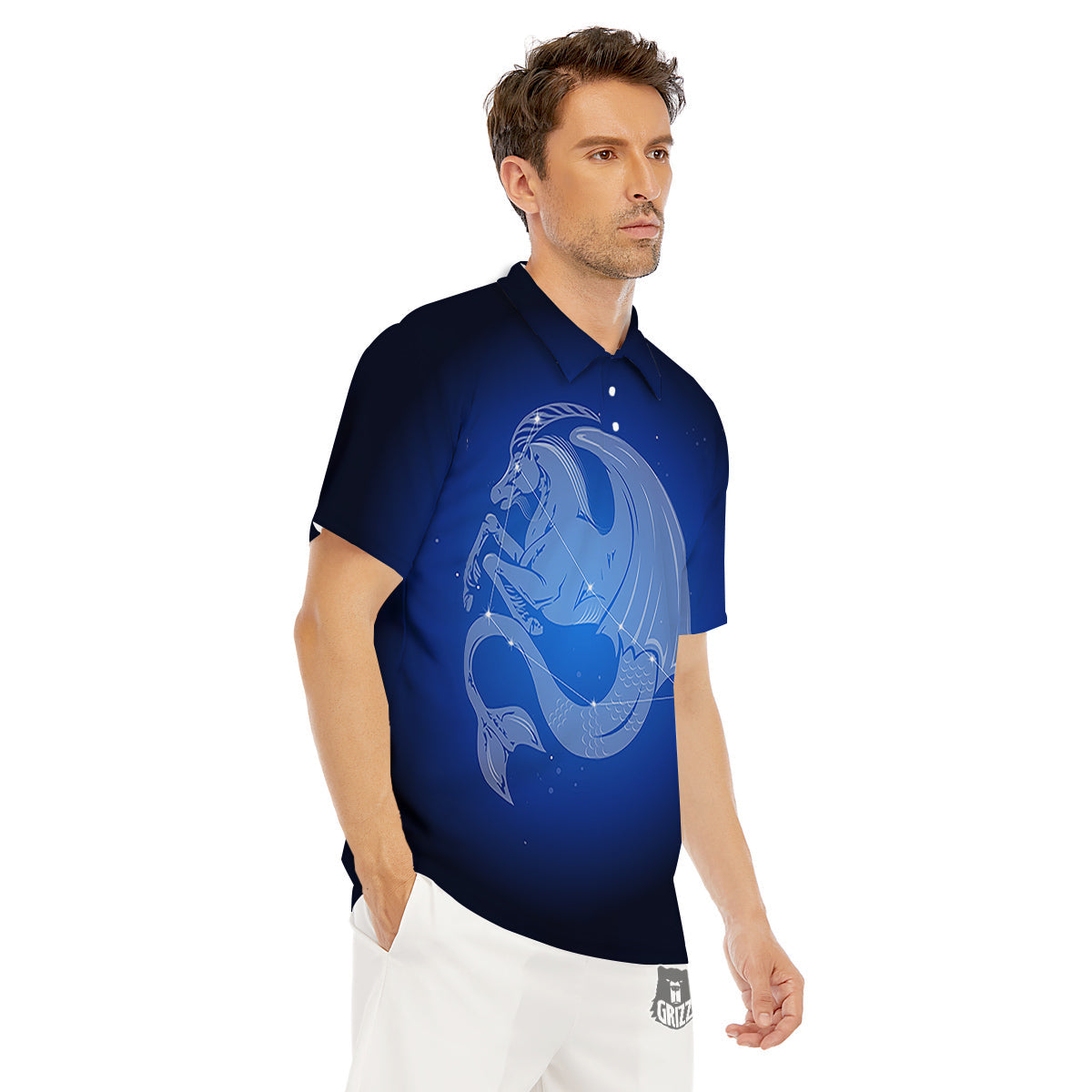 Capricorn Constellation Print Men's Golf Shirts-grizzshop