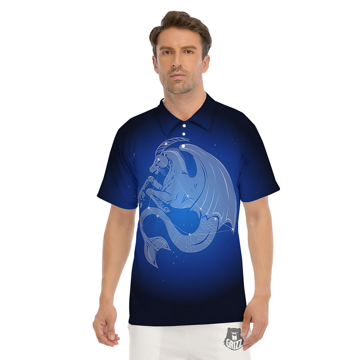 Capricorn Constellation Print Men's Golf Shirts-grizzshop