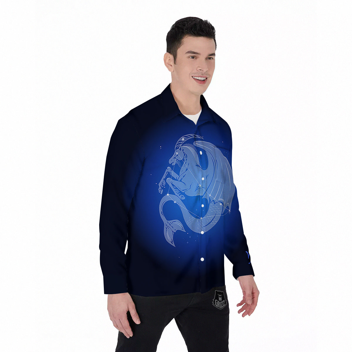 Capricorn Constellation Print Men's Long Sleeve Shirts-grizzshop