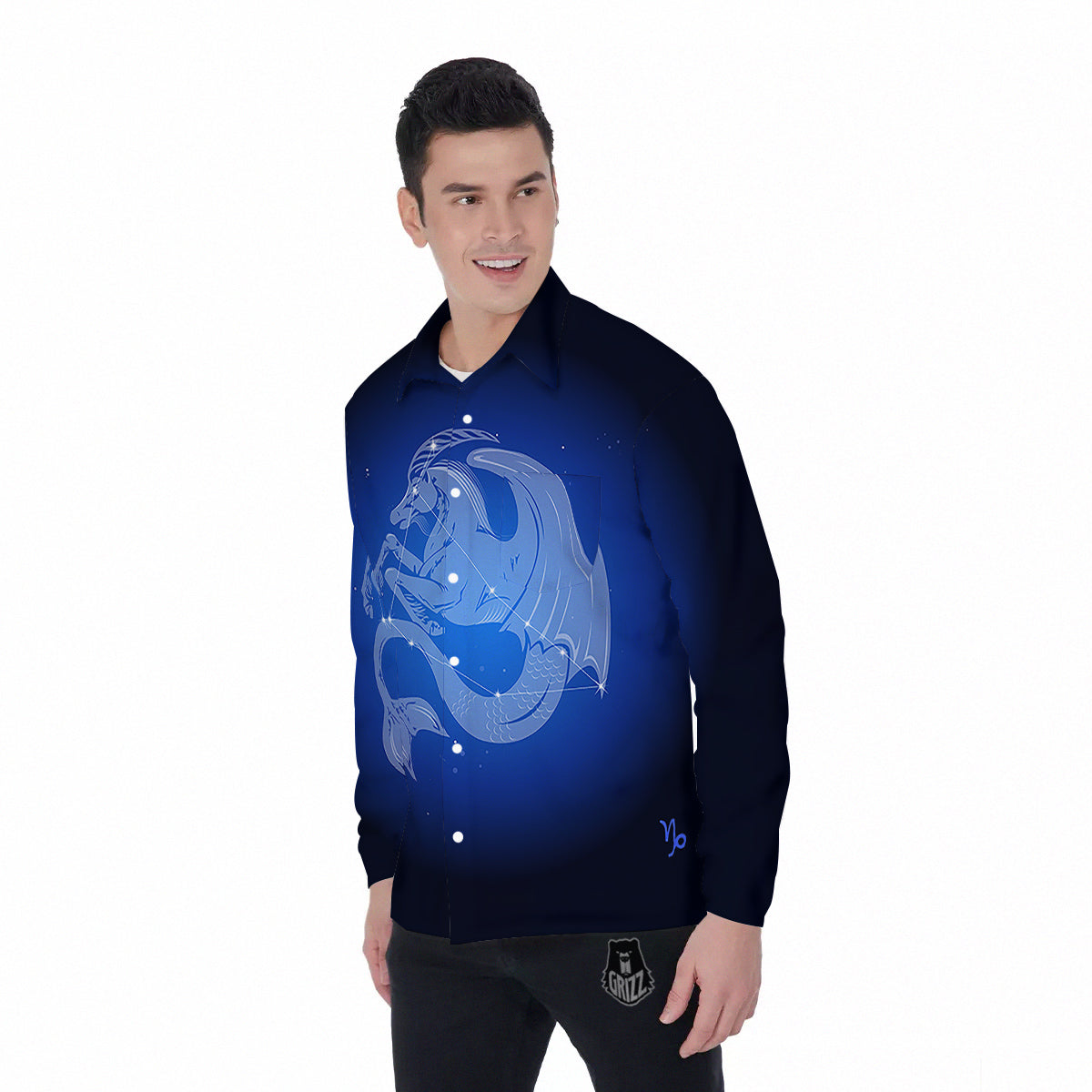 Capricorn Constellation Print Men's Long Sleeve Shirts-grizzshop