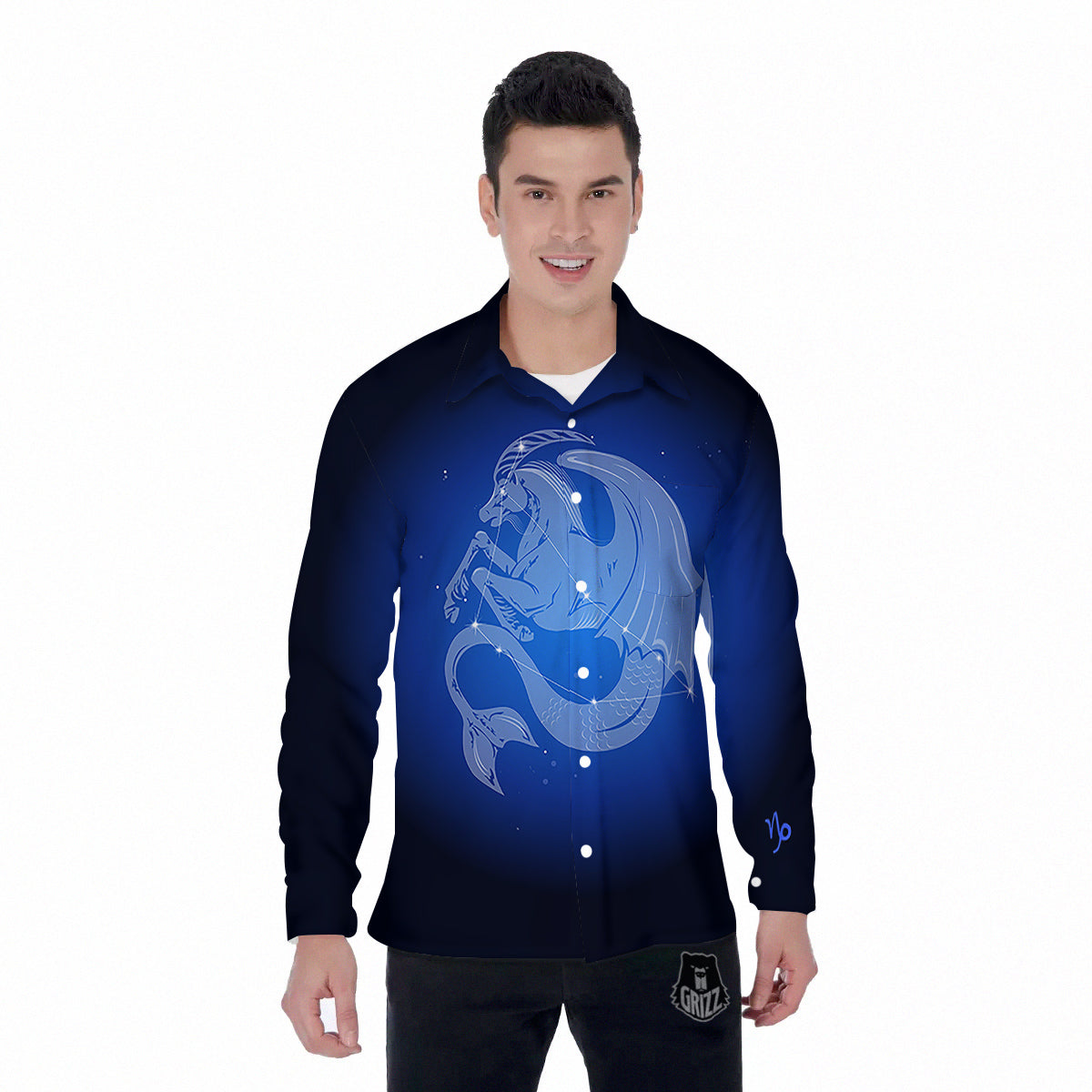Capricorn Constellation Print Men's Long Sleeve Shirts-grizzshop