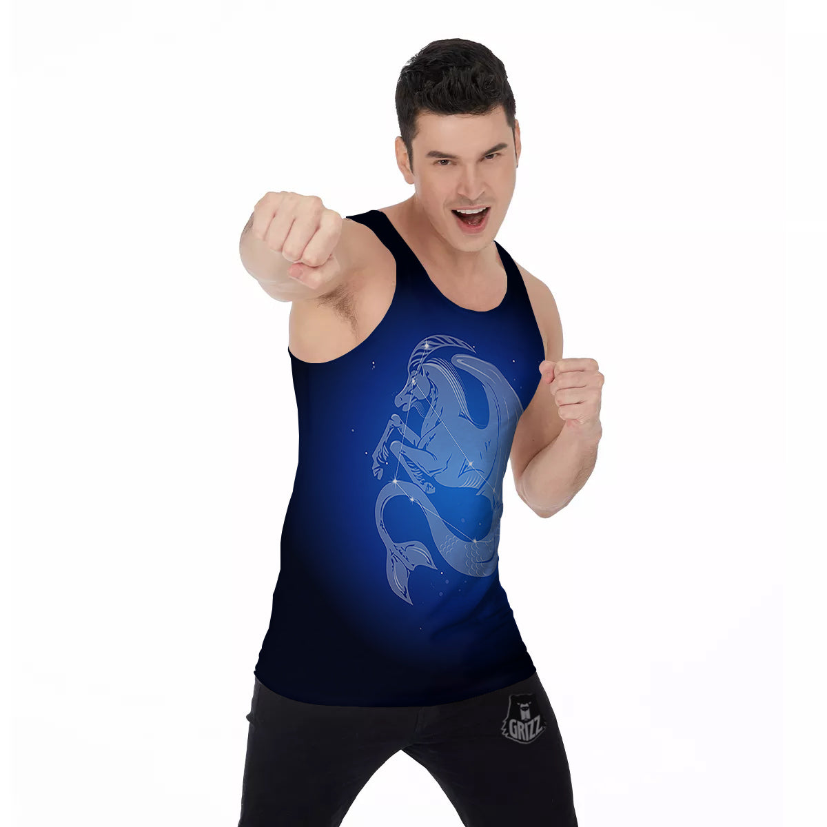 Capricorn Constellation Print Men's Tank Top-grizzshop
