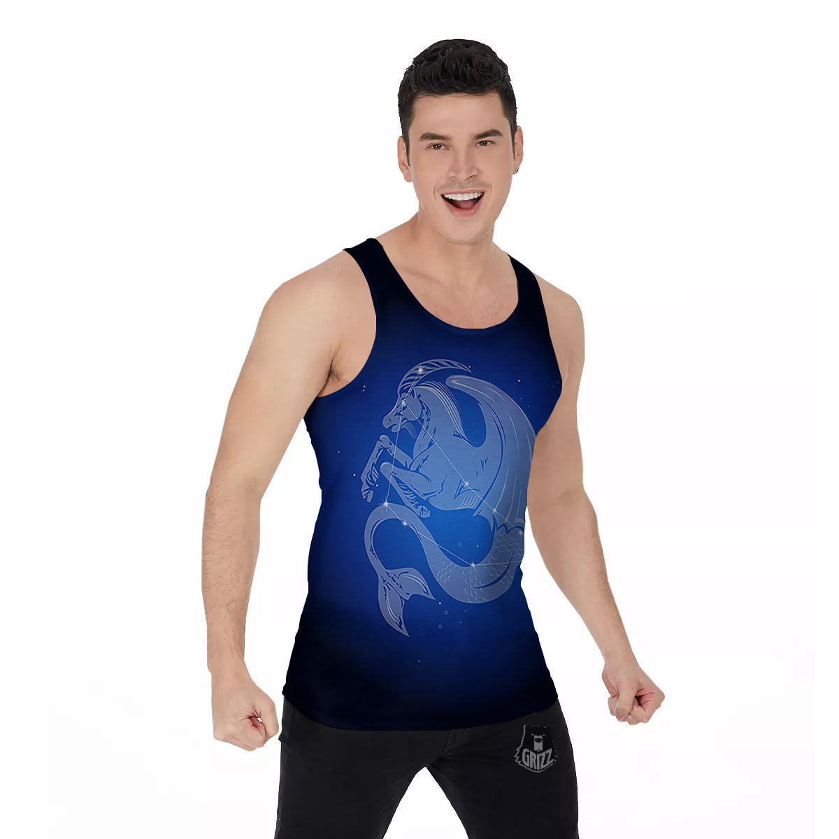 Capricorn Constellation Print Men's Tank Top-grizzshop