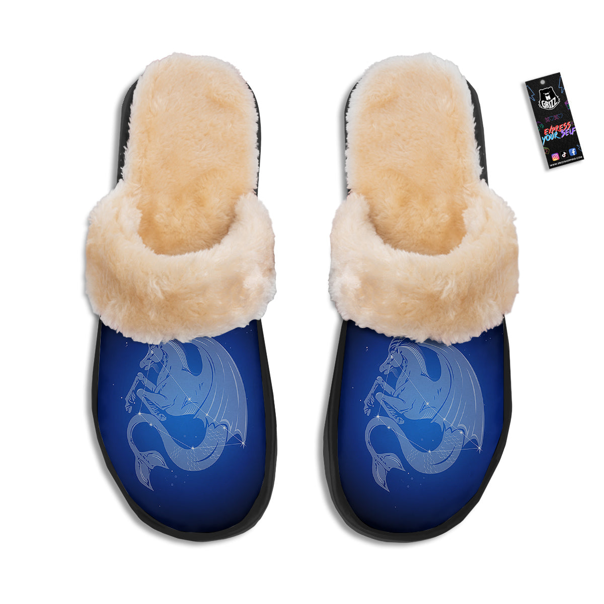 Capricorn Constellation Print Slippers-grizzshop