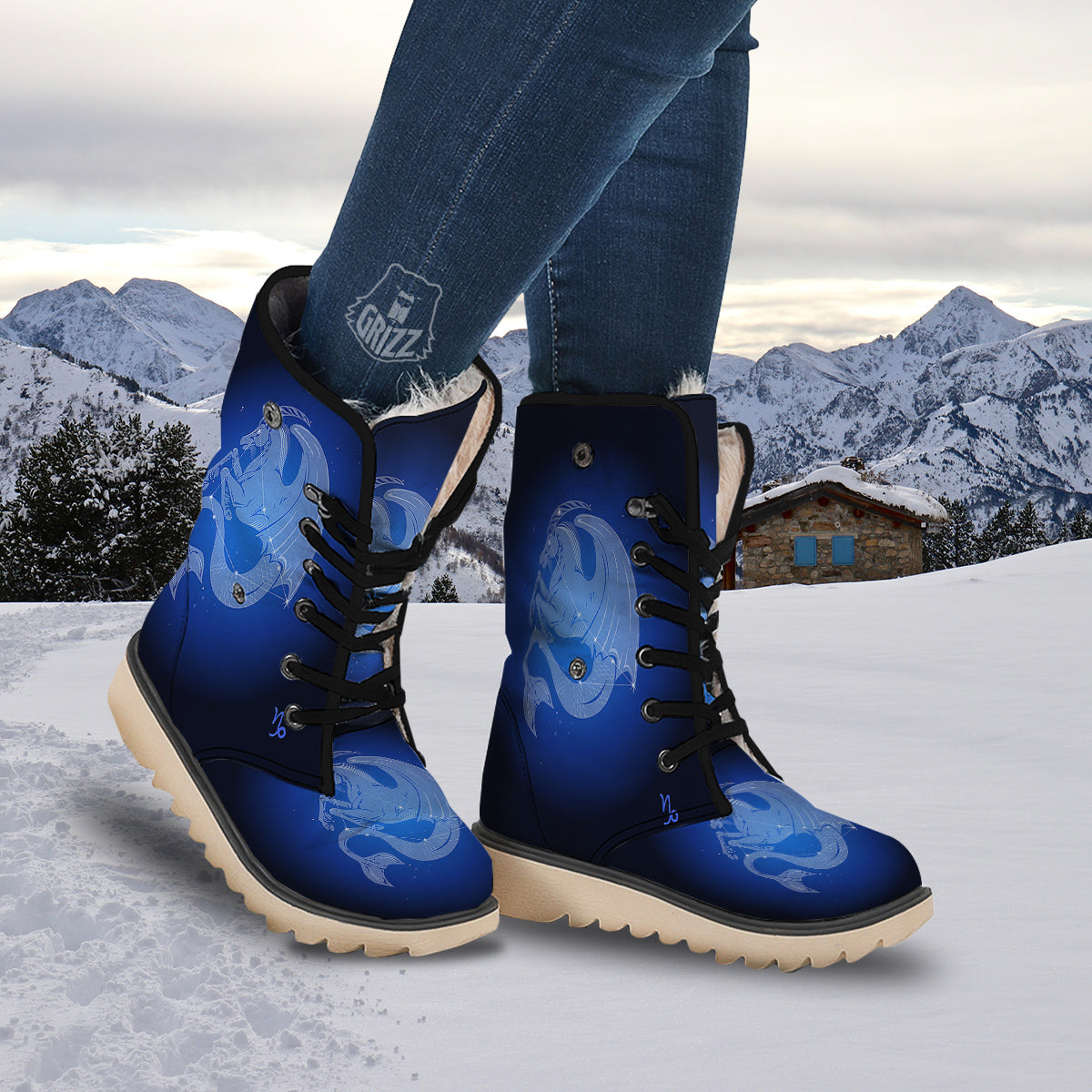 Capricorn Constellation Print Snow Boots-grizzshop