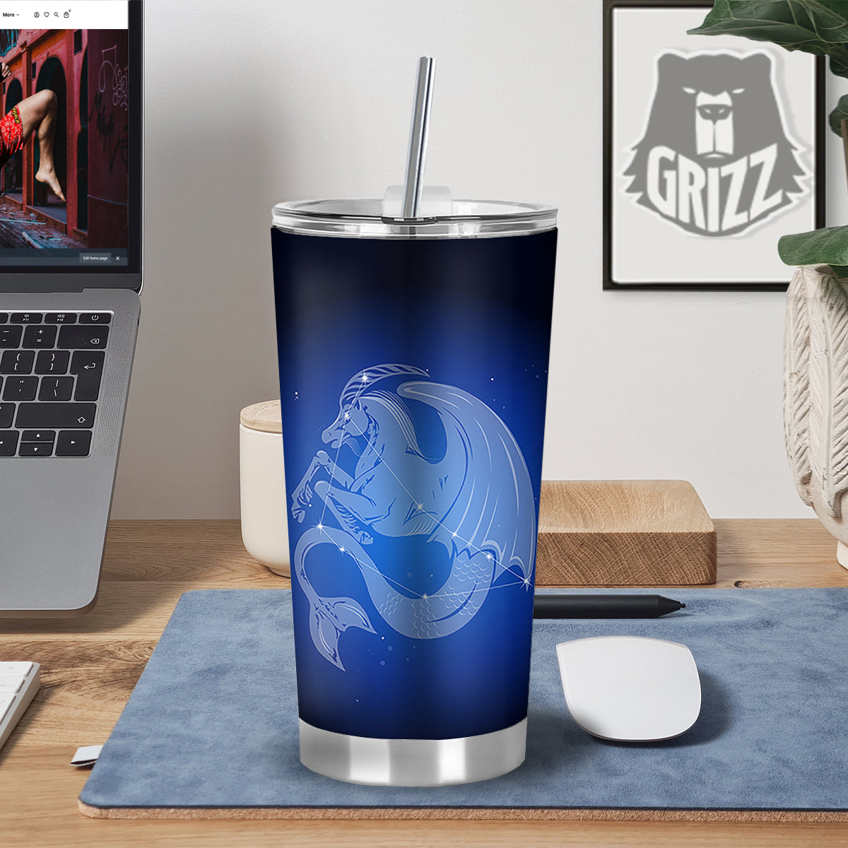 Capricorn Constellation Print Tumbler-grizzshop
