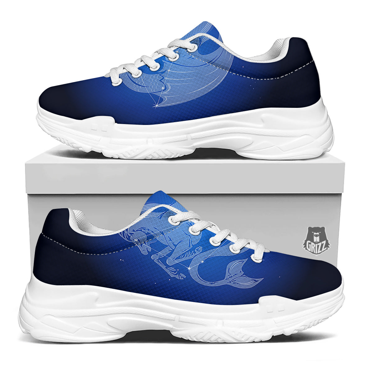 Capricorn Constellation Print White Chunky Shoes-grizzshop