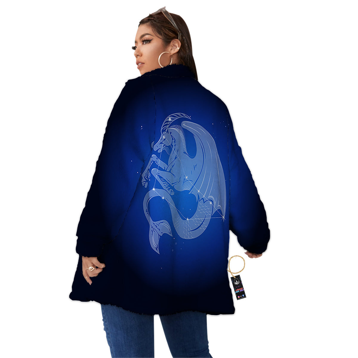 Capricorn Constellation Print Women's Sherpa Jacket-grizzshop