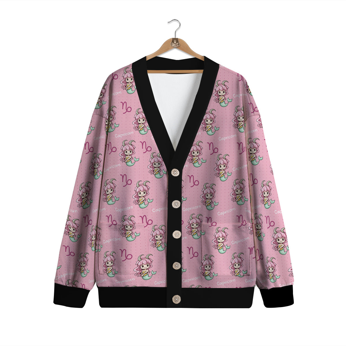 Capricorn Cute Cartoon Print Pattern Cardigan-grizzshop
