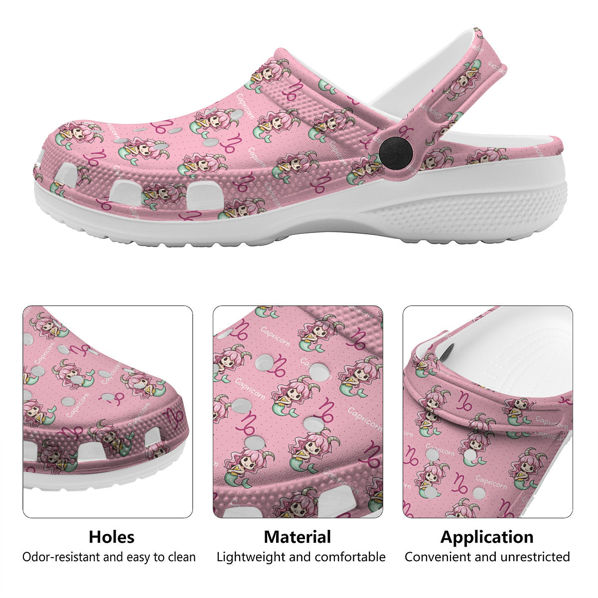 Capricorn Cute Cartoon Print Pattern Clog-grizzshop