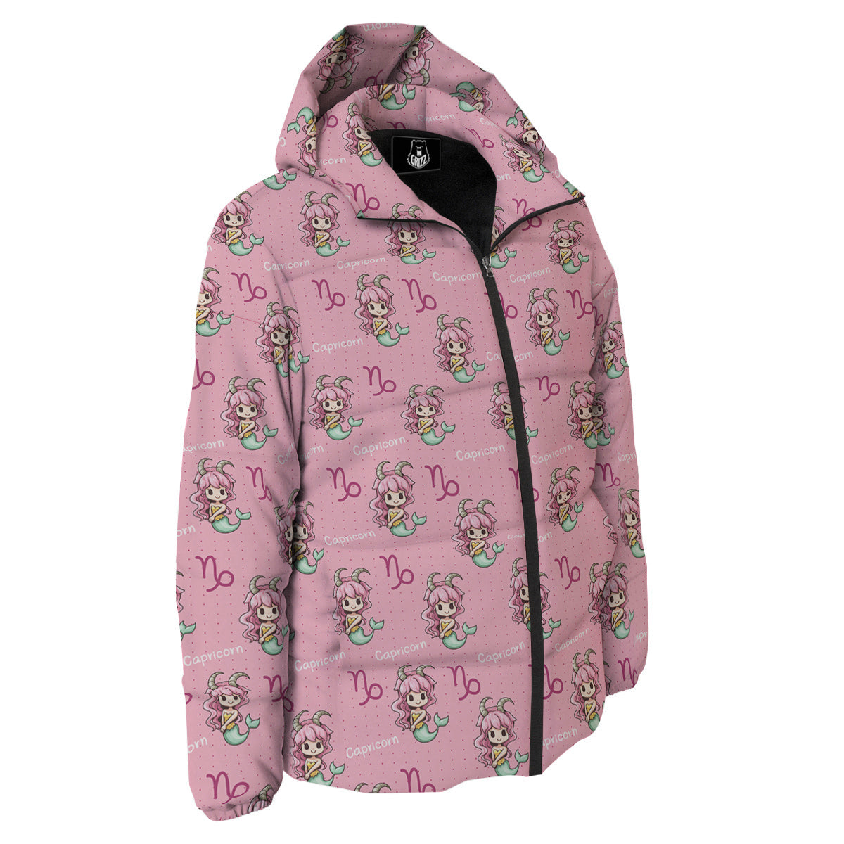Capricorn Cute Cartoon Print Pattern Down Jacket-grizzshop
