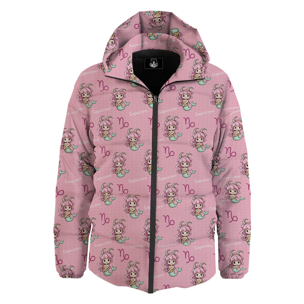 Capricorn Cute Cartoon Print Pattern Down Jacket-grizzshop