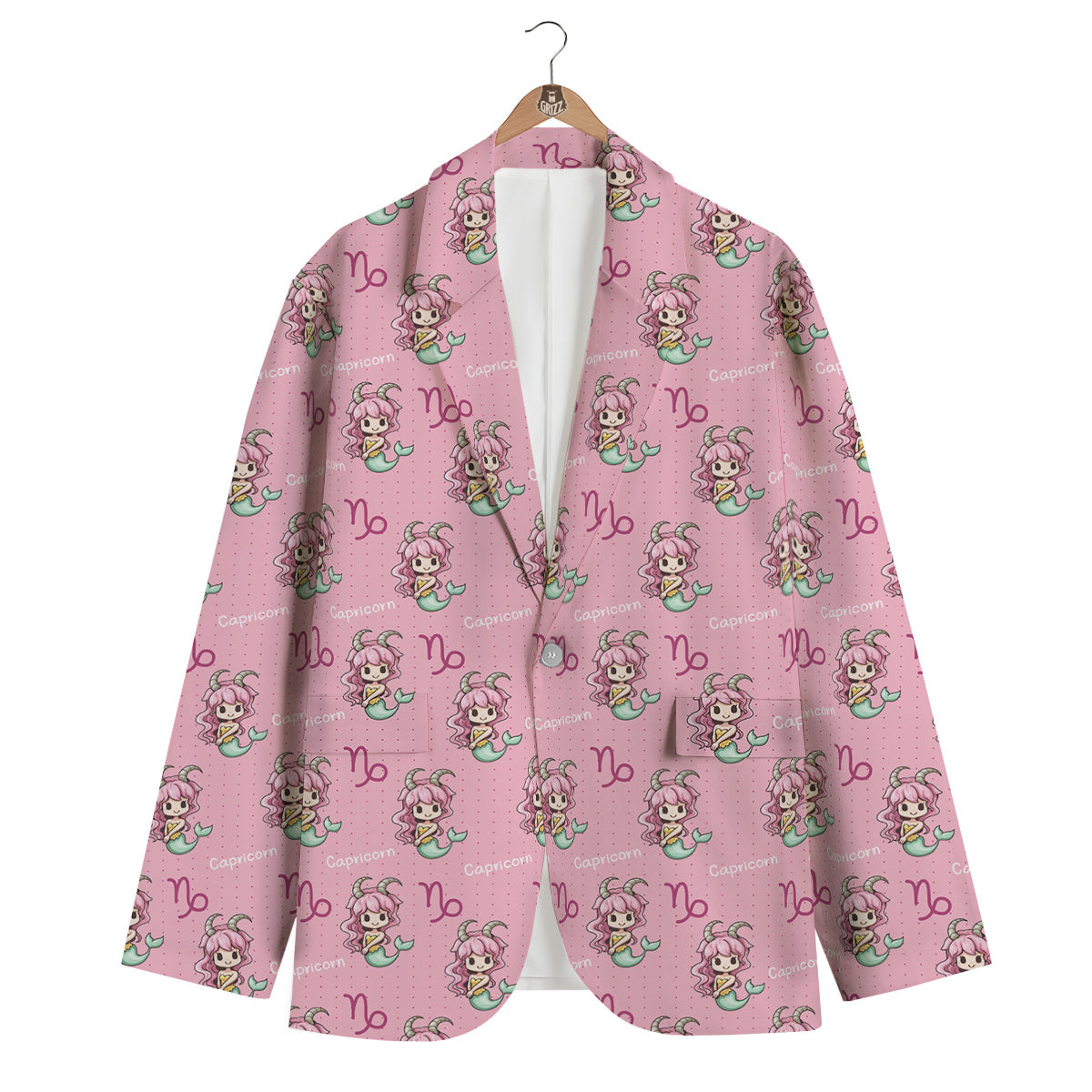 Capricorn Cute Cartoon Print Pattern Men's Blazer-grizzshop